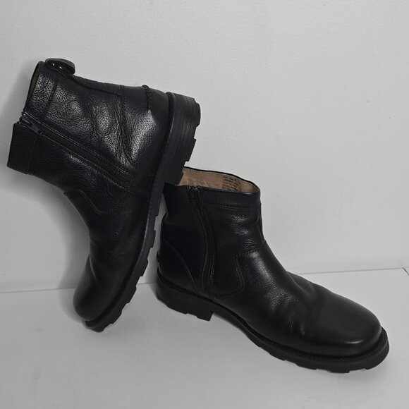 Florsheim Trektion Boots Mens 12 Waterproof Ankle Black Leather Faux Fur Lining
